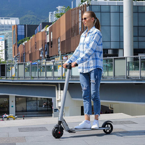 Caroma Electric Scooter for Adult and Teen, 15.5 Mph & 20 Miles Range, 250W Motor Foldable Kick Scooters, Max Load 220 Lbs, Silver