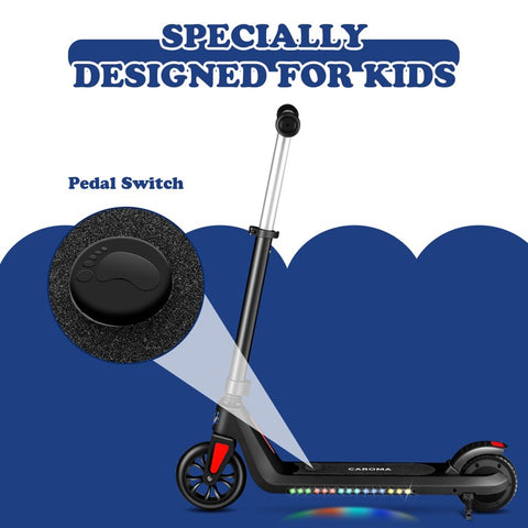 Caroma Kids Electric Scooter, 6+ Boys and Girls Safe Kick Scooter, Adjustable Speed and Handlebar