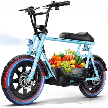Caroma 500W Adults Electric Scooter with Seat,Max 20 MPH & 25 Miles Range,48V 10.4Ah Battery,E-Scooter for Adults with Basket,Blue,UL2272 Certified