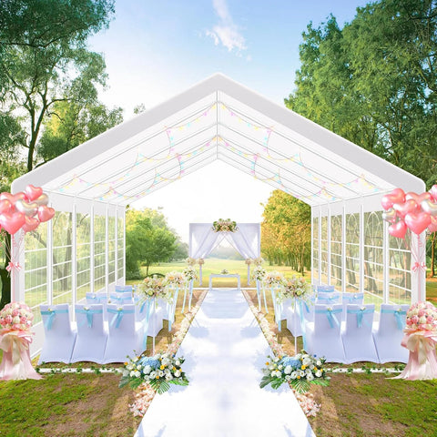 COBIZI 20x40 Heavy Duty Outdoor Canopy Large Party Tent & Carport, Upgraded Outdoor Event Shelter Tent with 8 Removable Sidewalls, UV50+, Big Tent for Wedding, Festivals, Birthday Parties, White