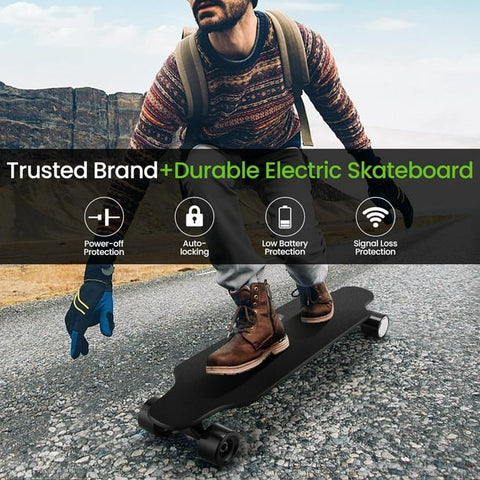 Caroma Elektro-Skateboards mit Fernbedienung, 700 W Dual-Motor, 12 Meilen Reichweite für Erwachsene, mehrfarbig 
