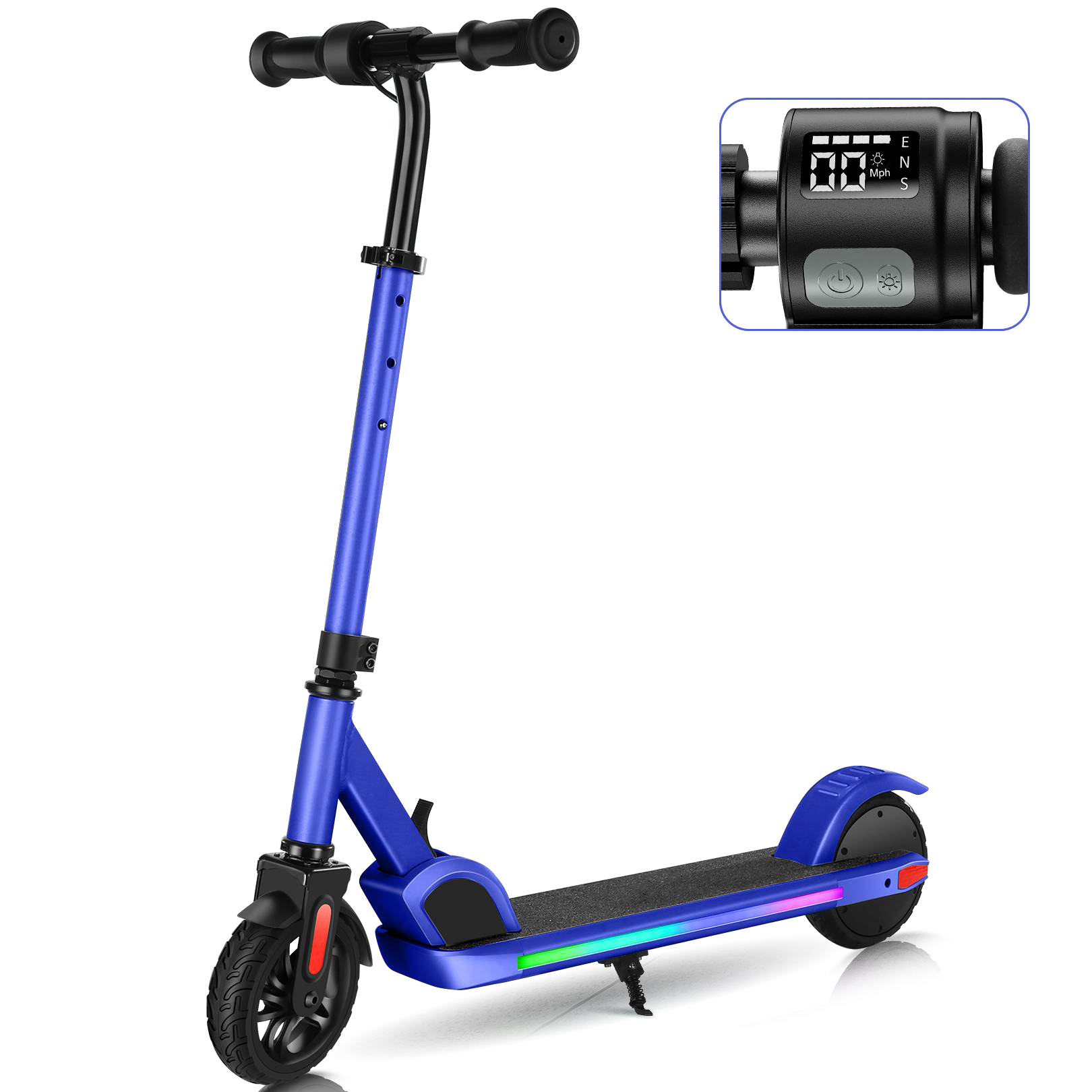 COBIZI Electric Scooter for Kids Ages 8-14, Top 10 mph &150W Motor, Adjustable Height & Speed, Kids Electric Scooter with Colorful Lights, Dark Blue