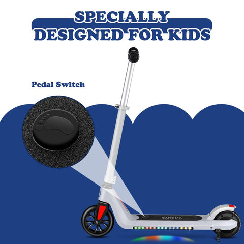 Caroma Kids Electric Scooter, 6+ Boys and Girls Safe Kick Scooter, Adjustable Speed and Handlebar