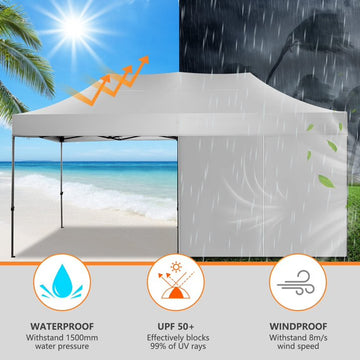COBIZI 10x20 Heavy Duty Pop up Canopy with 6 Sidewalls,Upgrade Frame Commercial Heavy Duty Tent,Waterproof Outdoor Party Wedding Tent Canopy,3 Heigh Adjustable Gazebo with Wheeled Bag,White