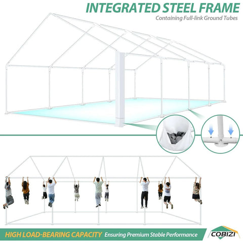 COBIZI 20x30ft Party Tent Heavy Duty, Wedding Tent, Event Tents for Parties, Carpas para Fiestas with Removable Sidewalls, 20x40 Tent with Built-in Sandbag, UV50+, Big Tent for Party, Carport, White