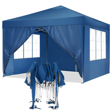 COBIZI 10'x10' ft Popup Canopy Waterproof Canopy with 4 Sidewalls Outdoor Commercial Instant Shelter Beach Camping Canopy Tent for Party