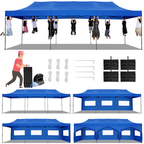 COBIZI 10'x30' Pop-up-Überdachung, Partyzelt, Outdoor-Event-Sofortpavillon, wasserdichtes, kommerzielles, robustes Vordach für Veranstaltungen mit 8 Seitenwänden 