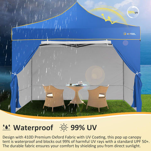 HOTEEL Überdachungszelt, 10'x10' Pop-Up-Überdachung, Outdoor-Zelt mit Netzfenster, Sofortzelte für Party, Camping, Gewerbe, wasserdichter Pavillon mit 4 abnehmbaren Seitenwänden 