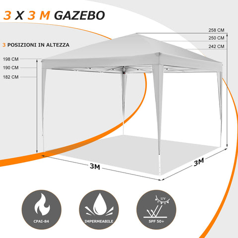 COBIZI 10x10ft Popup Canopy Waterproof Canopy with 4 Sidewalls Outdoor Commercial Instant Shelter Beach Camping Canopy Tent for Party, White