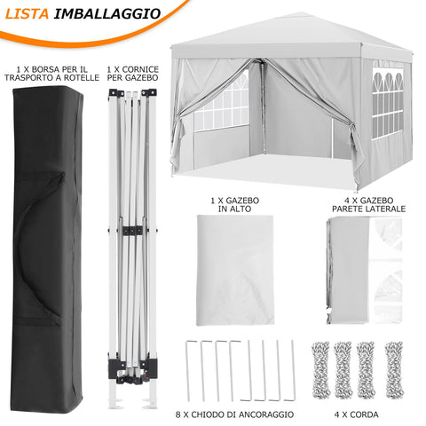 COBIZI 10x10ft Popup Canopy Waterproof Canopy with 4 Sidewalls Outdoor Commercial Instant Shelter Beach Camping Canopy Tent for Party, White