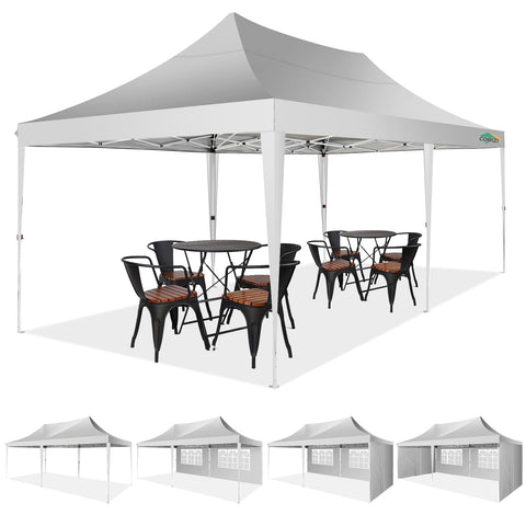 COBIZI 10x20 Pop up Canopy Gazebo, Outdoor Canopy Tent with 6 Removable Sidewalls,for Backyard, Parties, Wedding, Black