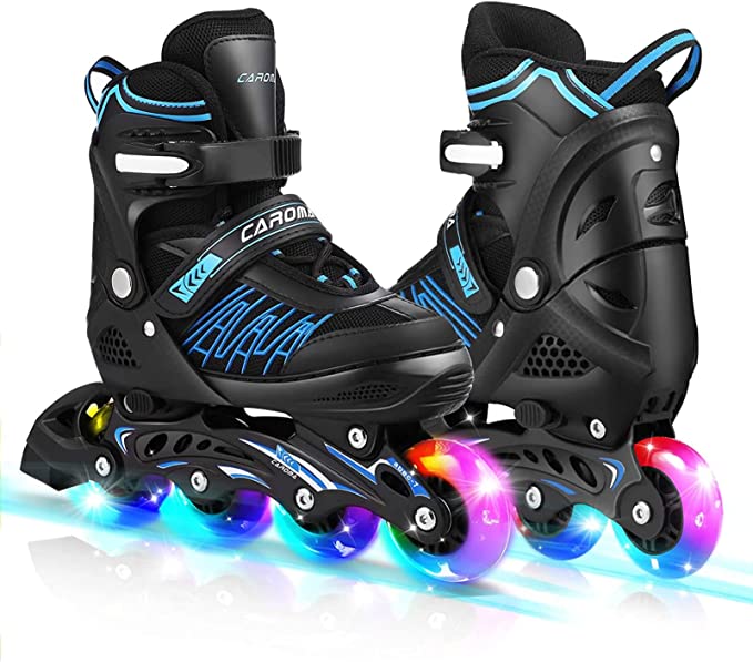 Caroma Adjustable Inline Skates for Girls Boys with Illuminating Wheel
