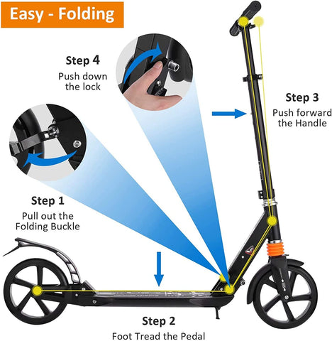 Caroma Adjustable Folding Adult Scooter with Dual Suspension System
