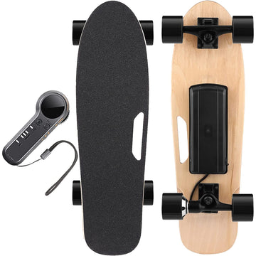 CAROMA Elektro-Skateboard, 350-W-Elektro-Skateboard mit kabelloser Fernbedienung für erwachsene Teenager, 12,4 Meilen pro Stunde Höchstgeschwindigkeit, 7 Meilen maximale Reichweite, 3-Gang-Einstellung, Belastung bis zu 220 Pfund 
