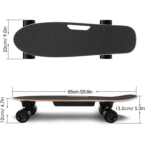CAROMA Elektro-Skateboard, 350-W-Elektro-Skateboard mit kabelloser Fernbedienung für erwachsene Teenager, 12,4 Meilen pro Stunde Höchstgeschwindigkeit, 7 Meilen maximale Reichweite, 3-Gang-Einstellung, Belastung bis zu 220 Pfund 