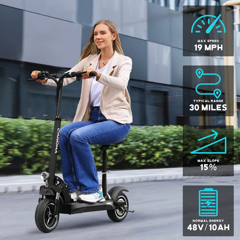 Caroma S22 10 Inch 500W Foldable Sports Electric Scooter with Seat