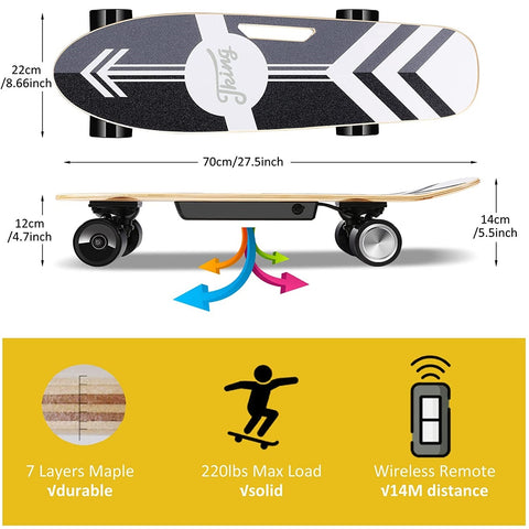 Caroma 27.6 Inch 350W Electric Skateboard Small Fish Boards