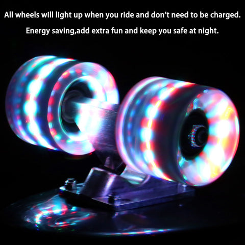 Caroma 22 Pulgadas LED Intermitente Ruedas Retro Complete Cruiser Skateboard