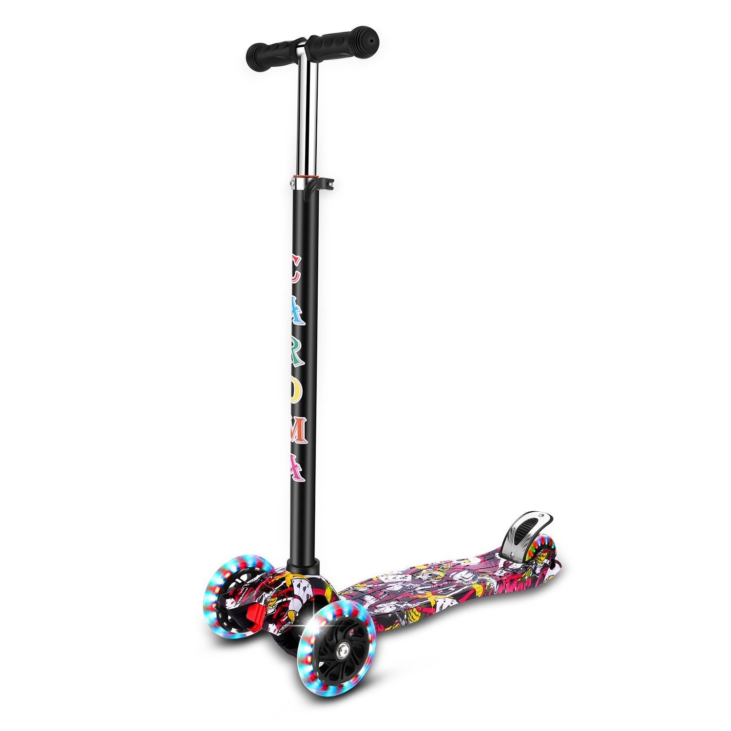 Caroma Kids Patinete de altura ajustable de 4 niveles Ruedas intermitentes de PU