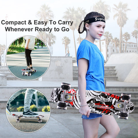 Caroma 22-Zoll-Hochgeschwindigkeits-Cruiser-Skateboard mit 4 blinkenden Rädern und LEDs