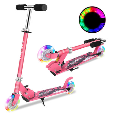 Caroma Kids Adjustable Height Kick Scooter with PU Flashing Wheels