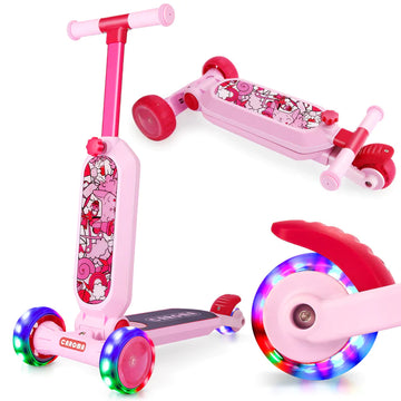Caroma Kids 4 Stufen höhenverstellbarer Tretroller PU blinkende Räder breites Deck