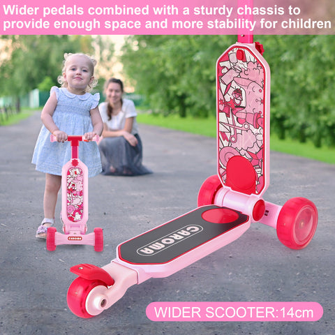 Caroma 2-in-1 Foldable PU Flashing Wheels Extra-Wide Deck Scooter