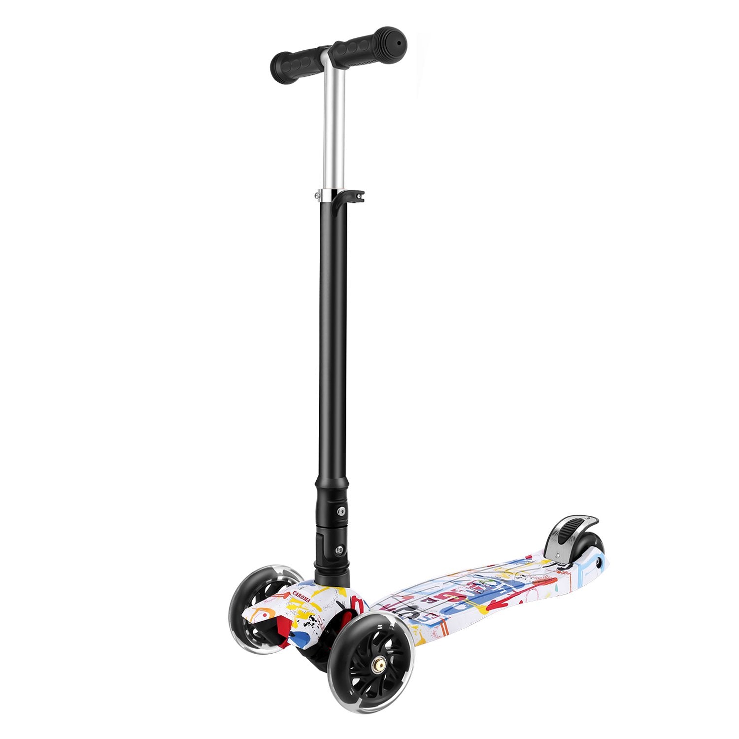 Caroma Kids Altura Ajustable Patinete PU Intermitente 4 Ruedas Cubierta Ancha