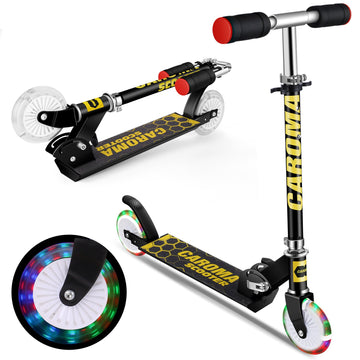 Caroma Kids Girls Boys Kick Scooter PU Flashing 2 Wheels Wide Deck